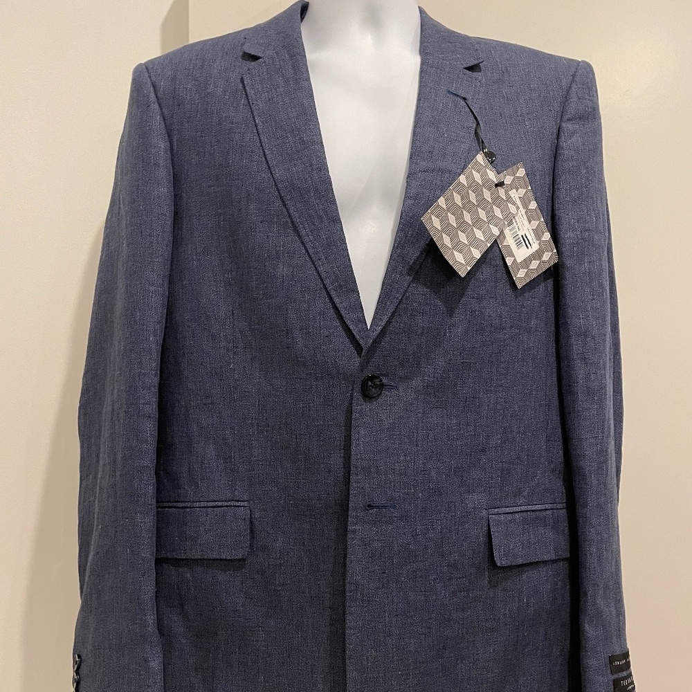 Ted Baker Men's Blue Single-Button Textured Blazer